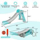 3-in-1 Folding Slide Playset with Basketball Hoop and Small Basketball by DirectDeals