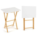 Folding TV Tray Tables Set of 2 for Small Spaces Bedroom and Living Room-White by LJGDeals