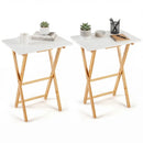 Folding TV Tray Tables Set of 2 for Small Spaces Bedroom and Living Room-White by LJGDeals