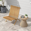 Folding Teak Wood Outdoor Lounge Chair with Slatted Seat and Backrest by LJGDeals