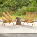 Folding Teak Wood Outdoor Lounge Chair with Slatted Seat and Backrest by LJGDeals