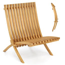 Folding Teak Wood Outdoor Lounge Chair with Slatted Seat and Backrest by LJGDeals