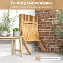 Folding Teak Wood Outdoor Lounge Chair with Slatted Seat and Backrest by LJGDeals