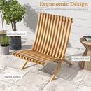 Folding Teak Wood Outdoor Lounge Chair with Slatted Seat and Backrest by LJGDeals