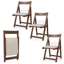 Folding Upholstered Dining Chair Set of 4 with Curved Backrest-Beige by DirectDeals