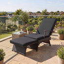 Folding Wicker Chaise Lounge with Adjustable Backrest & Ottoman