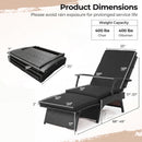 Folding Wicker Chaise Lounge with Adjustable Backrest & Ottoman