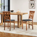 Folding Wooden Dining Chair Set of 2 Faux Leather Upholstered Kitchen Armless Chairs by LJGDeals