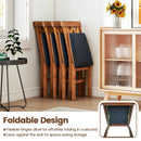 Folding Wooden Dining Chair Set of 2 Faux Leather Upholstered Kitchen Armless Chairs by LJGDeals