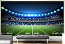 Football Stadium Wallpaper Mural. Bright lights over 50 yard line.