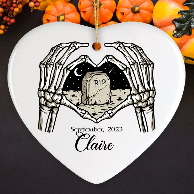 Rest In Peace Skeleton Keepsake Ornament, Halloween Themed Memorial Gift