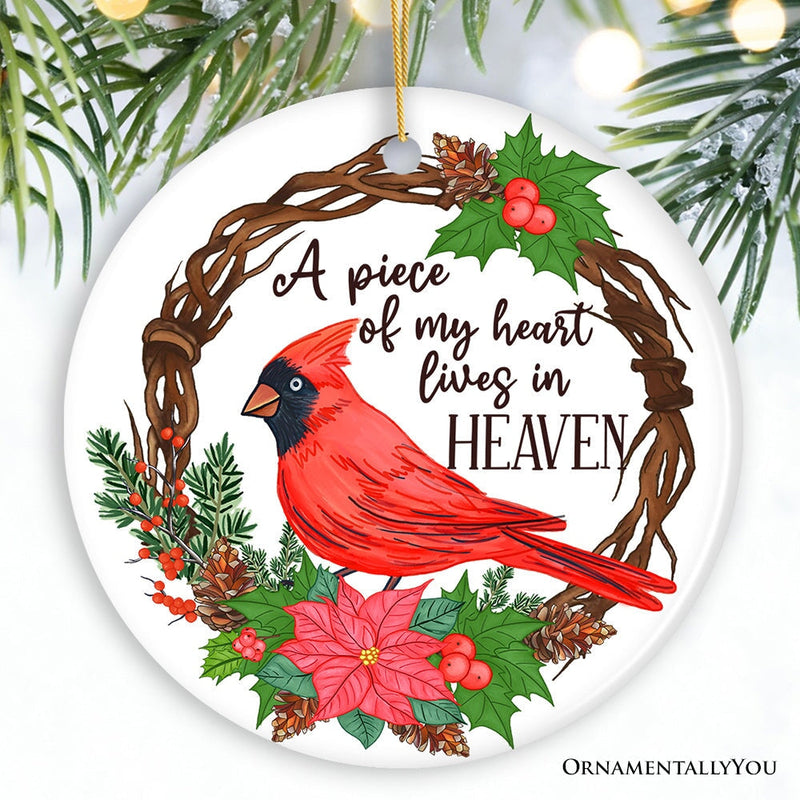 A Piece of My Heart Lives in Heaven Ornament, Cardinal Memorial Gift and Christmas Decoration