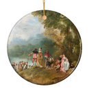 Antoine Watteau Pilgrimage to Cythera Ornament, Famous Painting Christmas Decoration Souvenir