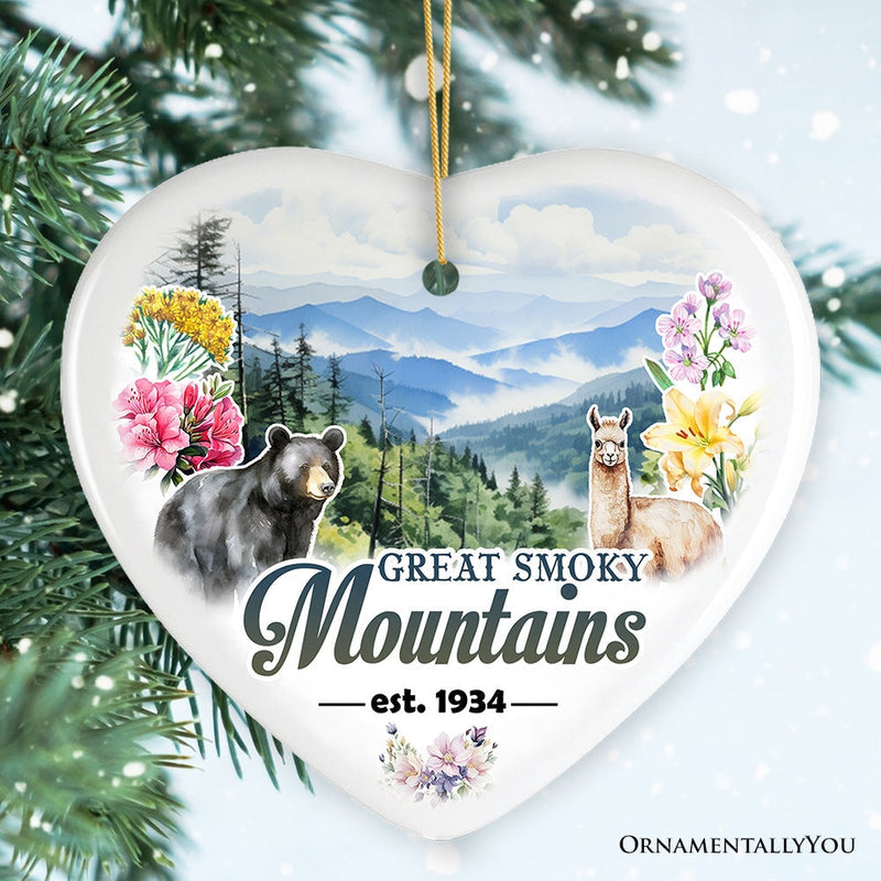 Artistic Great Smoky Mountains Ornament, Ceramic Tennessee Travel Souvenir and Gift