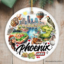 Artistic Phoenix City Handcrafted Ceramic Ornament, Arizona State Souvenir and Tree Decor