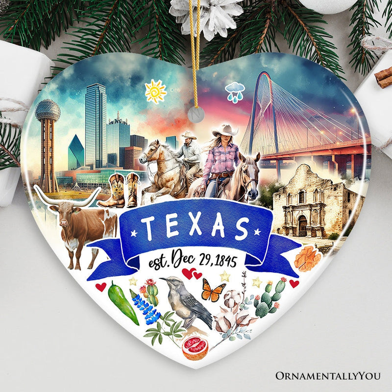 Artistic Texas State Themes and Landmarks Christmas Ornament