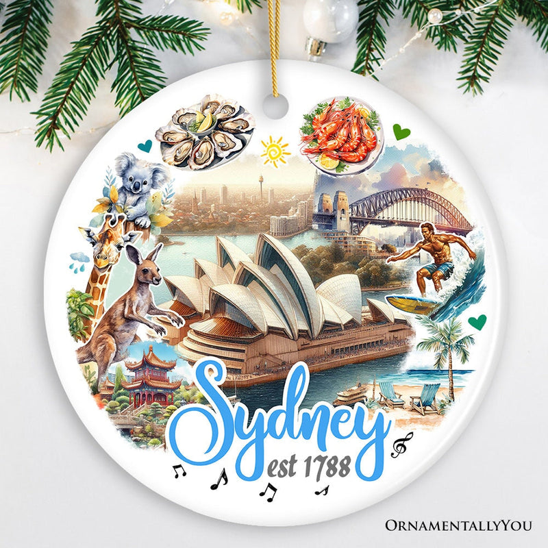 Artistic and Iconic Sydney Landmarks Christmas Ornament, Australia Gift and Keepsake Souvenir