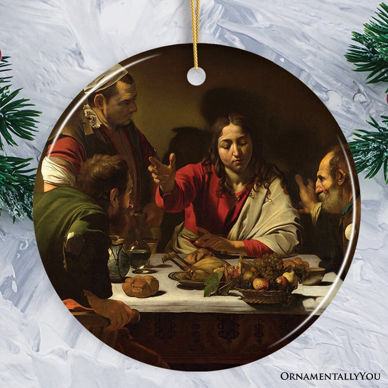 Caravaggio Supper at Emmaus Ornament, Famous Painting Christmas Decoration Souvenir