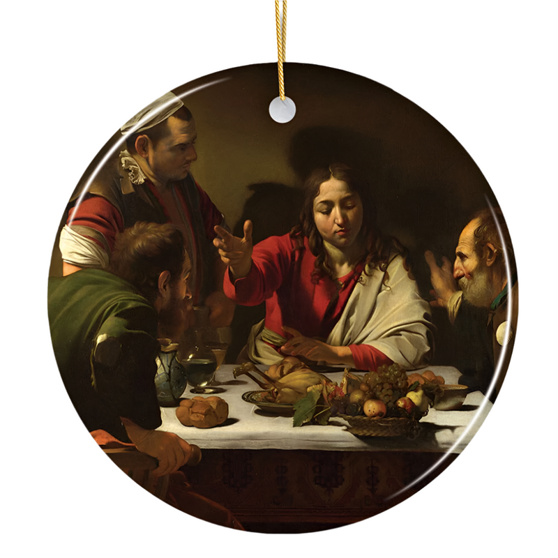 Caravaggio Supper at Emmaus Ornament, Famous Painting Christmas Decoration Souvenir