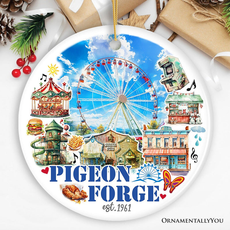 Charming Pigeon Forge Tennessee Artistic Handmade Ornament, Souvenir and Gatlinburg Christmas Decoration