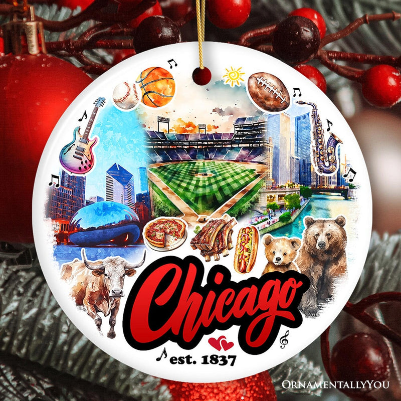 Chicago City Artistic Ornament, Illinois Souvenir and Christmas Gift Decoration