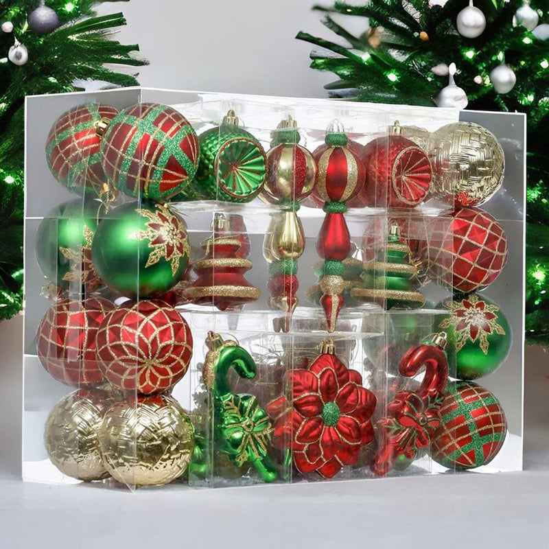 Christmas Sensation Mega Holiday Ornament Set, 108 Unique Baubles, Trees, Candycanes, and Snowflakes