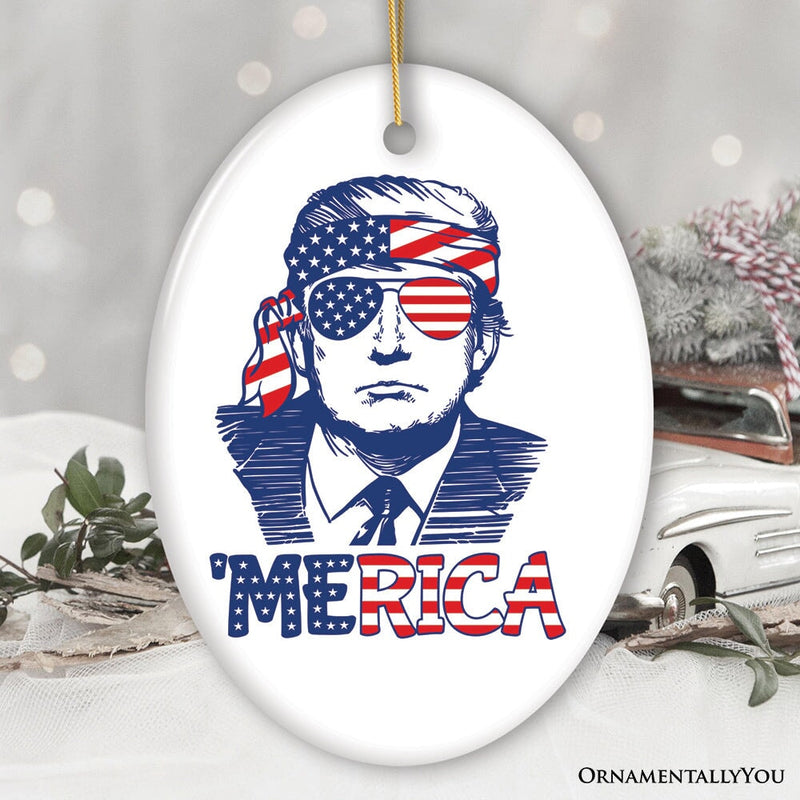 Donald Trump 'Merica Pop Art Red, White and Blue Ornament