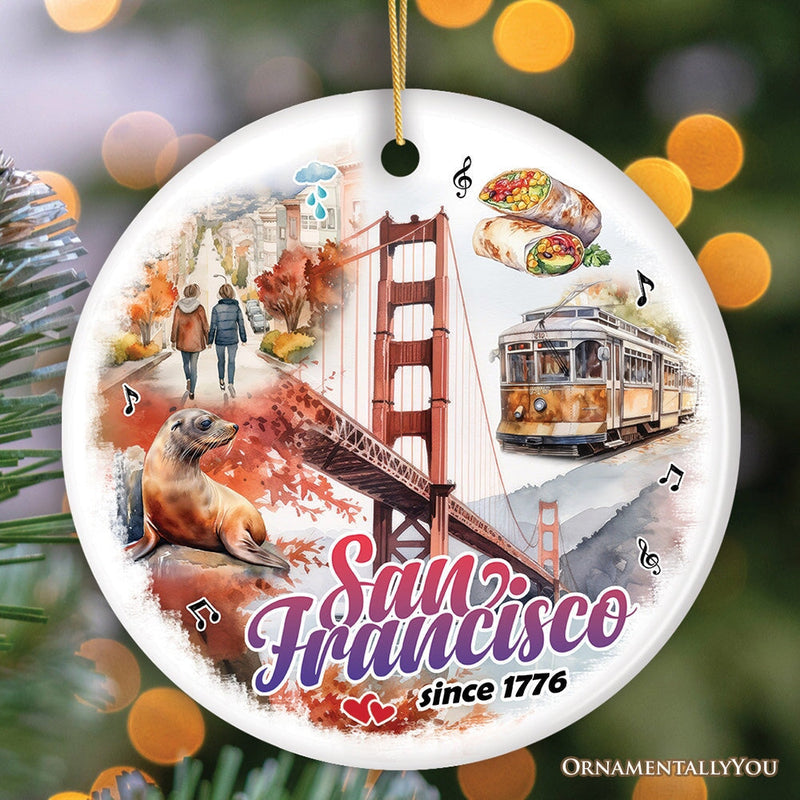 Elegant Cultural and Artistic San Francisco Ornament, California Traveler Souvenir Gift