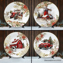 Farmhouse Christmas Set of 4 Plates with Real Gold Elements, Holiday Tableware Collection for Salad, Dessert, Appetizer, and Side Plates