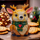Festive Reindeer 10" Cookie Jar, Christmas Kitchen Festive Deer Decoration