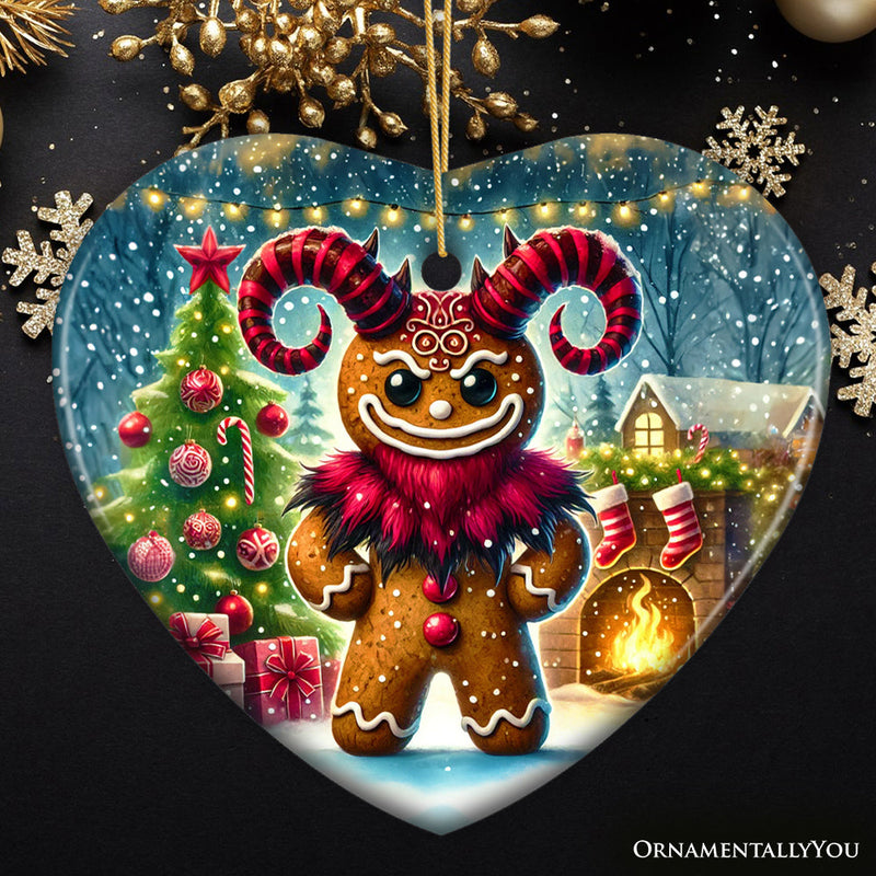 Frosted Krampus Gingerbread Man Ornament, Mischievous  Christmas Gift and Decor