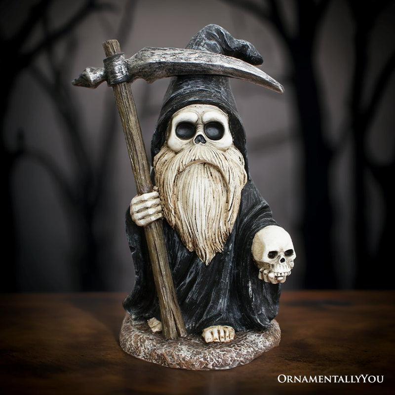 (Pre-Order) Grim Reaper Gnome Figurine 7", Gothic Occult Statue Yard Decoration