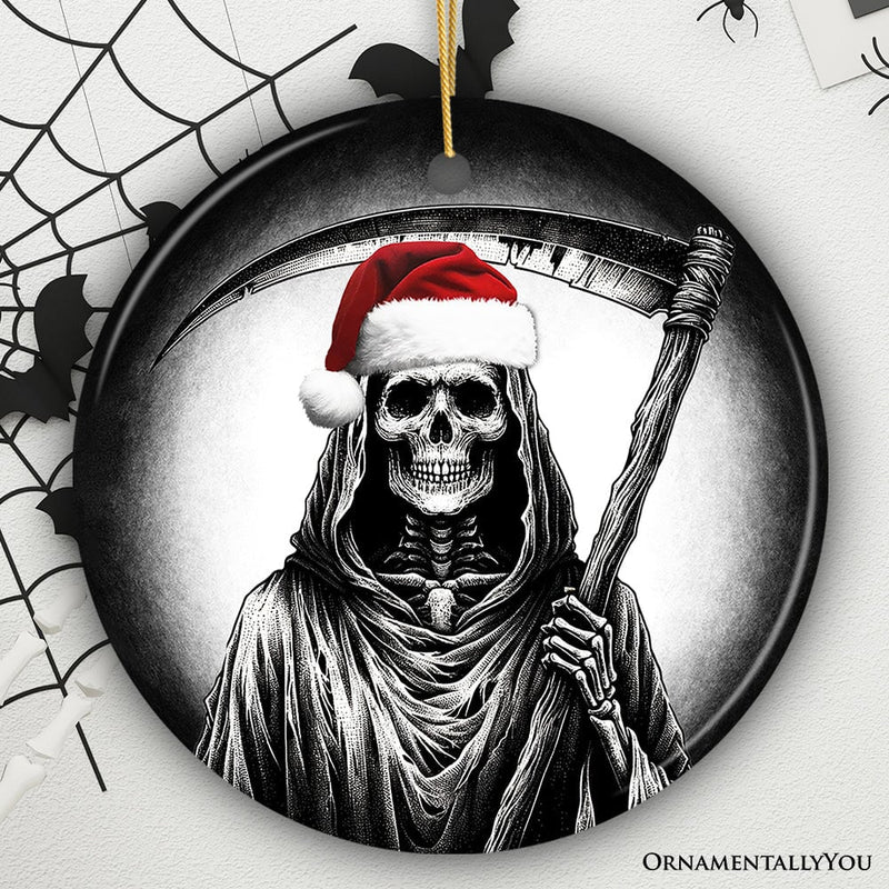 Haunting Santa Grim Reaper Ornament, Spooky Christmas Decor for Unique Halloween Tree Gift