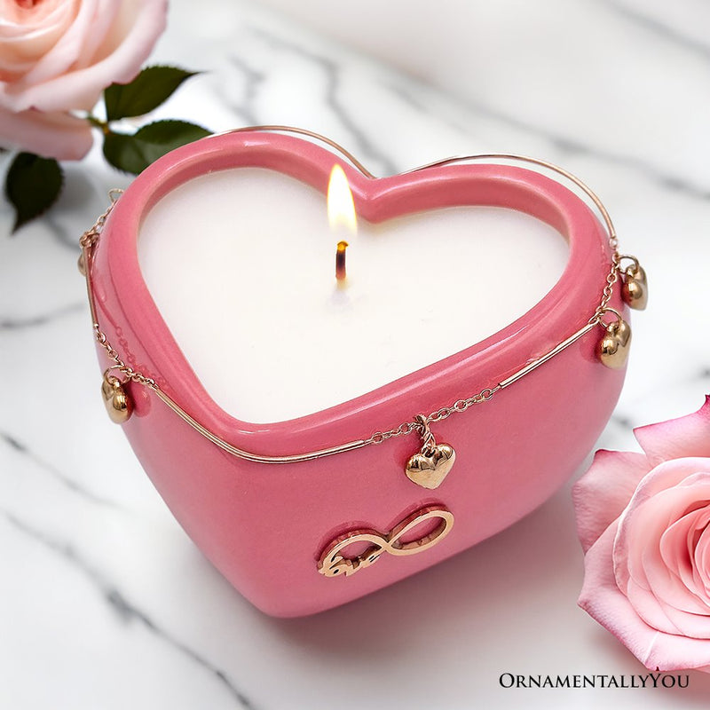 Heart Shaped Eternal Love Candle, Romantic Rose Scented Gift with Pendant for Her