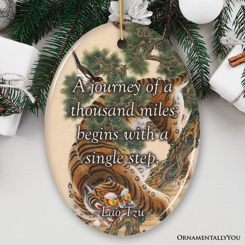 Lao Tzu Inspirational Journey Quote Ceramic Ornament, Enlightening Gift And Decor