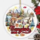 Lively Bangkok City Artistic Ceramic Ornament, Thailand Souvenir and Christmas Decor Keepsake