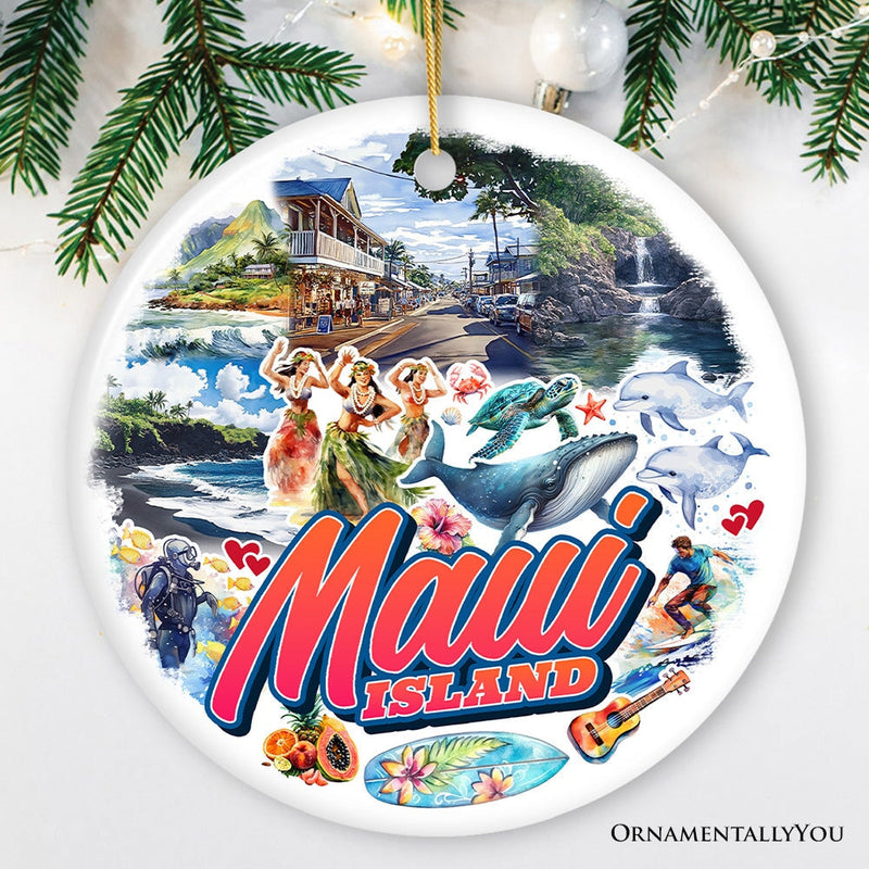 Majestic Maui Island Christmas Ornament, Hawaiian Tropical Paradise Gift and Travel Souvenir
