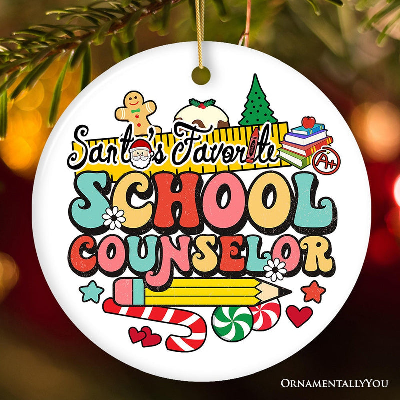 Santa’s Favorite School Counselor Handcrafted Christmas Ornament, Guidance Counselor Appreciation Gift