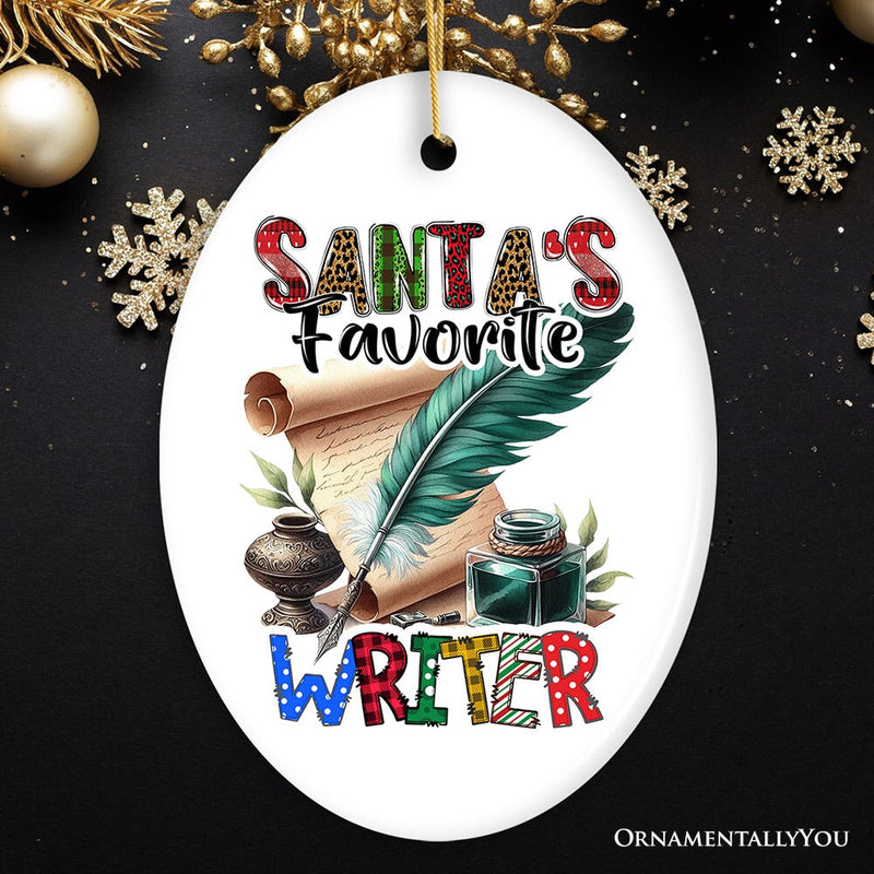 Santa's Favorite Writer Ornament, Christmas Appreciation Gift for Author