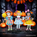 Spooky Victorian Masquerade Girl Trio, 6" Trick or Treat Clown Figurines and Hauntingly Elegant Halloween Decor