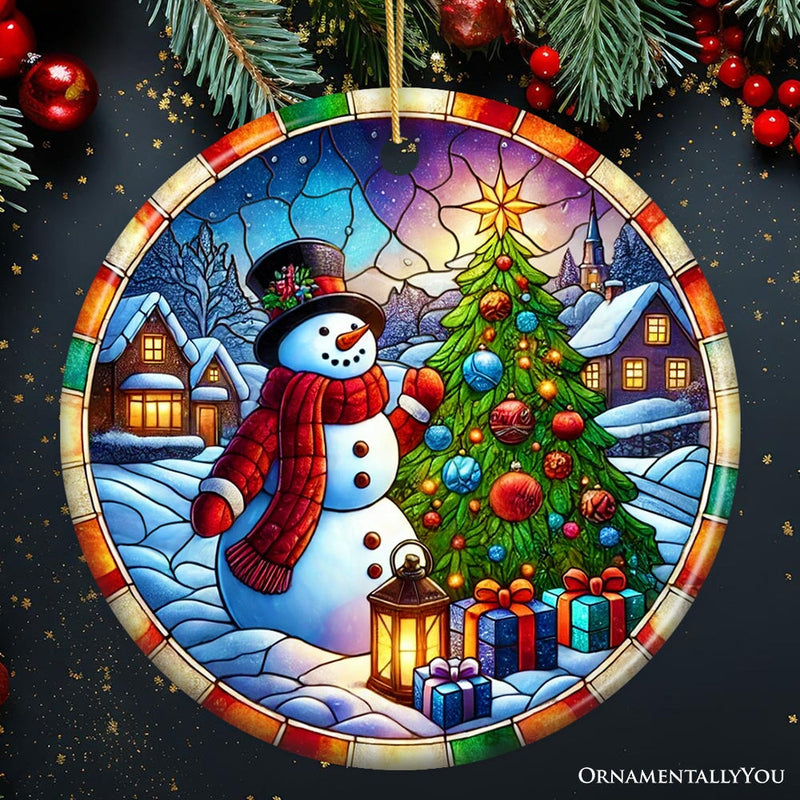 Winter Festivity Top Hat Snowman Ornament, Radiant Tree with Holiday Spirit Keepsake and Gift