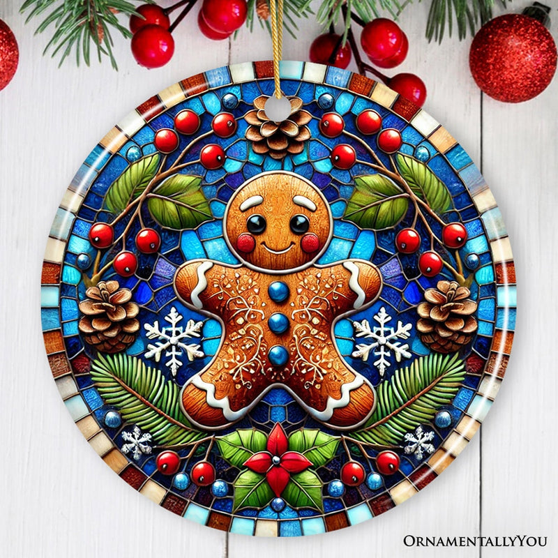 Winter Woodland Gingerbread Man Ornament, Cozy Yuletide Companion for Christmas Decor
