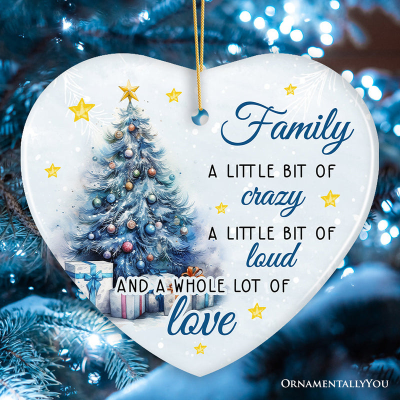 Amusing Family Quote Ornament, Charming Blue Christmas Appreciation Gift and Tree Decor