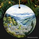 Artistic Great Smoky Mountains Ornament, Ceramic Tennessee Travel Souvenir and Gift