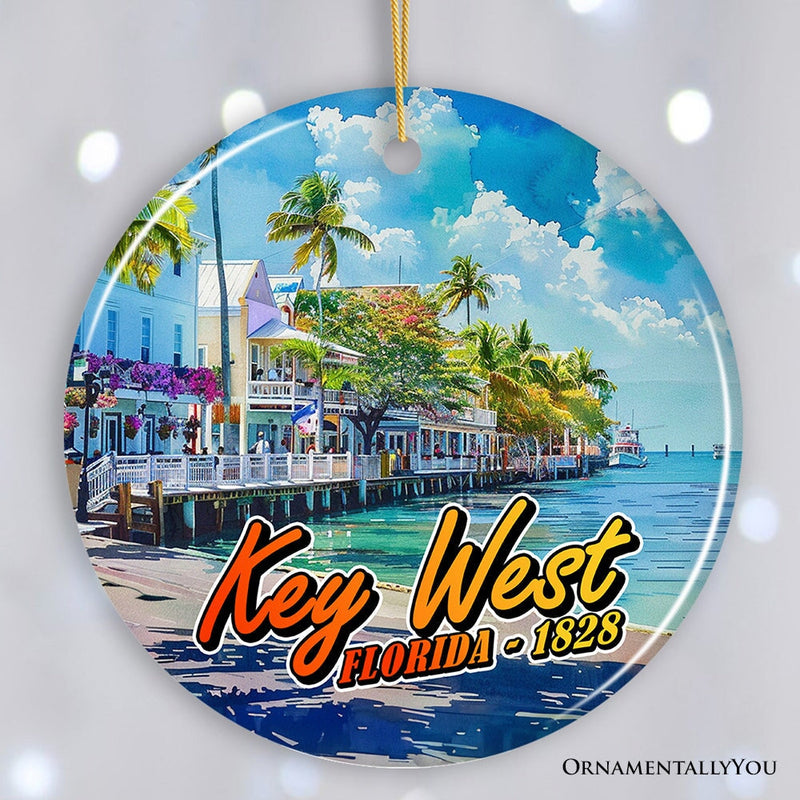 Artistic Key West Ceramic Ornament, Tropical Florida Vacation and Beach Paradise Christmas Souvenir