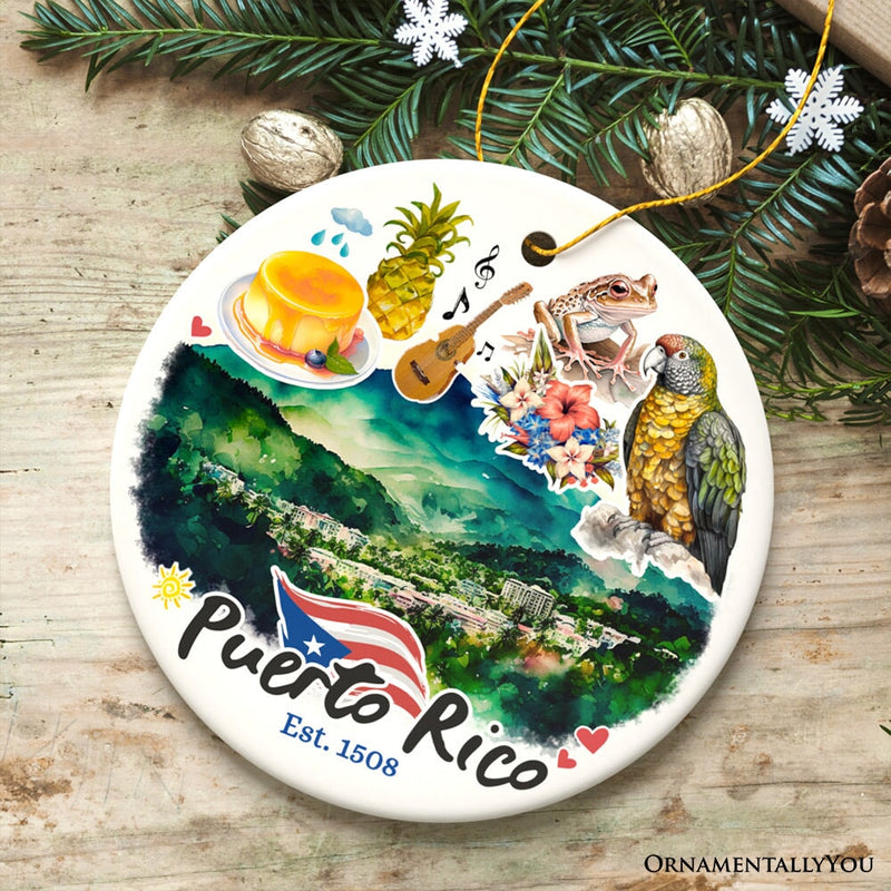 Artistic Puerto Rico Tropical Scenery Ornament, Caribbean Paradise Souvenir Gift