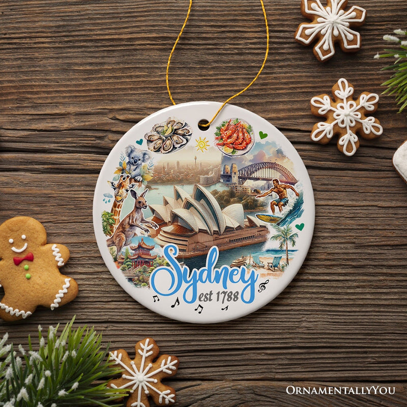 Artistic and Iconic Sydney Landmarks Christmas Ornament, Australia Gift and Keepsake Souvenir