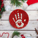 Baby Handprint in Red Glitter Themed Ornament, Christmas Nursery Keepsake and Tree Decor