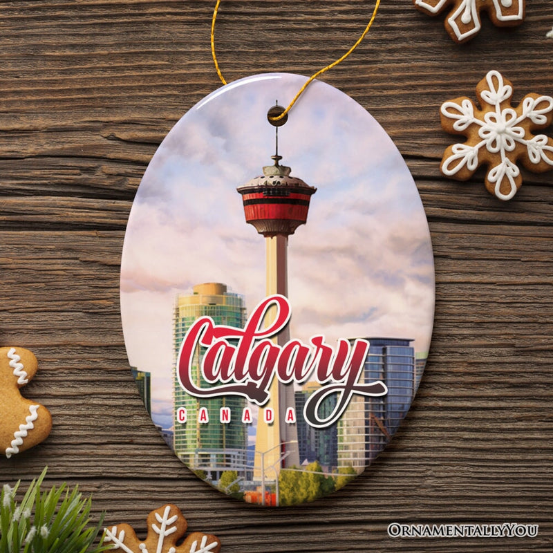 Calgary Tower Art Ornament, Canada Christmas Gift