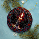 Candlelight for a Spine-Chilling Ambiance Stained Glass Style Ceramic Ornament, Halloween Themed Christmas Gift and Decor